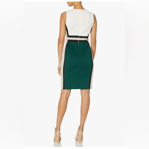 Calvin Klein Sleeveless Colorblock Scuba Sheath Dress - Picture 2 of 7